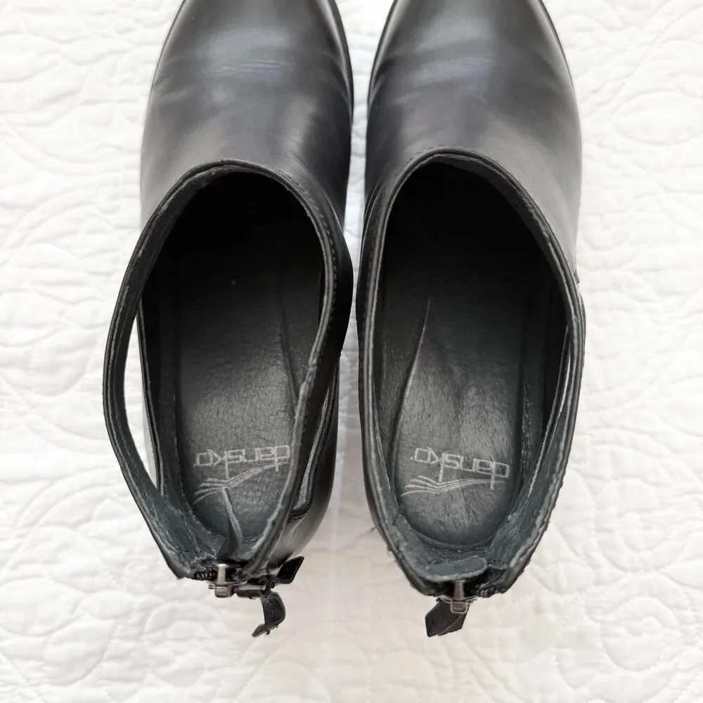 Dansko Black Leather Cutout Ankle Booties - Picture 6 of 9